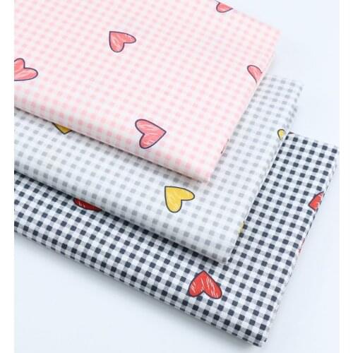 Printed Lattice Heart Twill Cotton Fabric,Patchwork Cloth,DIY Sewing Quilting Fat Quarters Material For Baby&Child