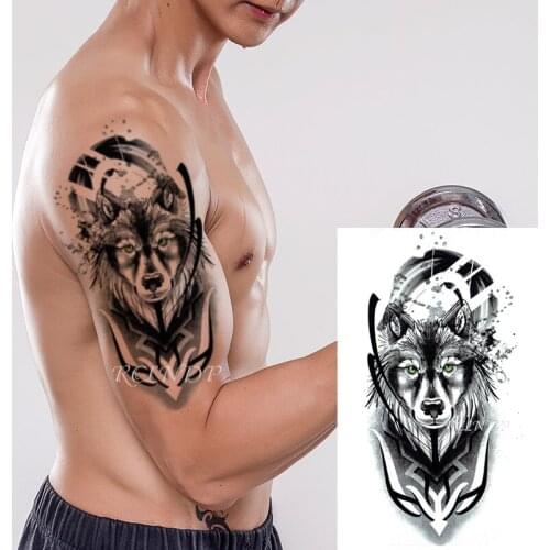 Waterproof Temporary Tattoo Sticker Totem Wolf Black Totem Pattern Fake Tatoo Flash Tatto Arm Body Art for Girl Women Men