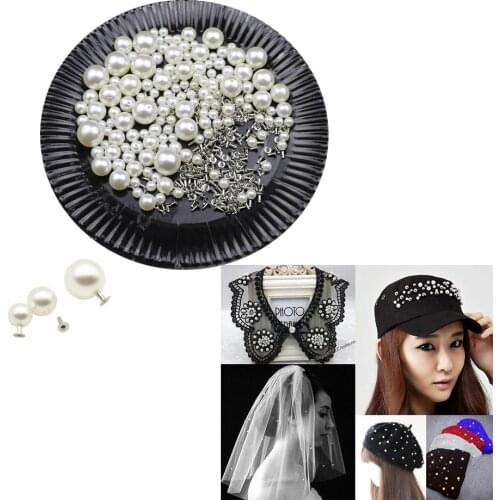 50Sets 6mm-20mm Round Imitation Pearl Rivets Studs DIY Wedding Decor Rivet Pearls Set Garment Shoes Bag Accessories Beads Spikes