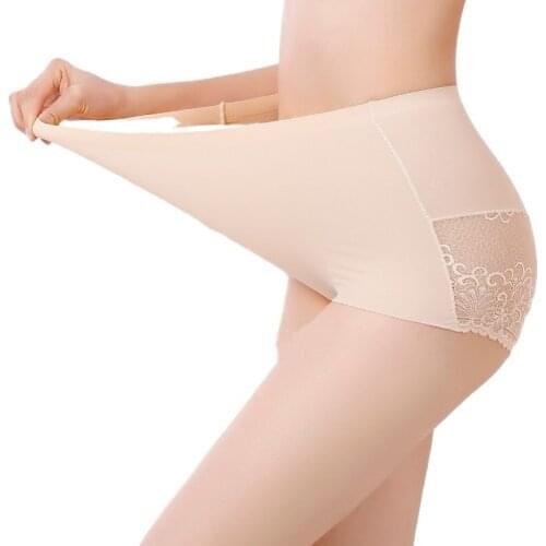 Plus Size Sexy Lace Panties Womens Panties High Waist Ice Fat Briefs Hips To Close Triangle Pants Underwear