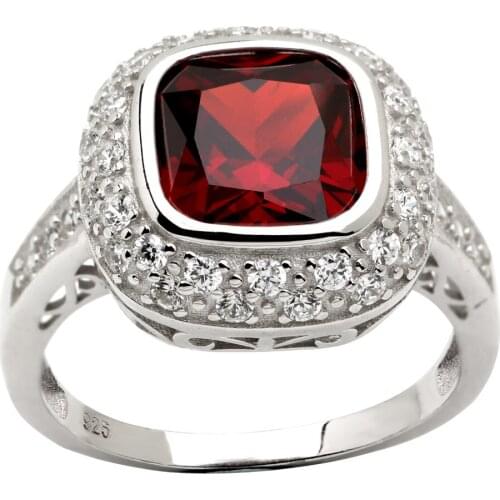 925 Sterling Silver Ring Women Jewelry 10x10mm Cushion Cut Cubic Zirconia CZ Birthday Gift Size 6 7 8 9 R051