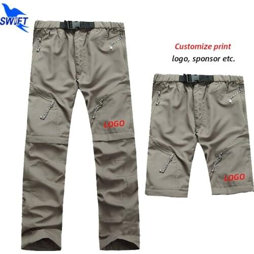 2020 Men Detachable into Shorts+Pants Quick Dry Hiking Bottoms Breathable Camping Trousers Outdoor Trekking Sportswear Customize