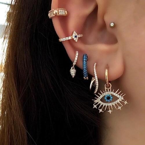 2020 new design fashion women jewelry rose gold color Turkish evil eye charm dangle drop eye earring