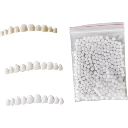 3pcs Denture Teeth Veneers with Thermal Fitting Beads Temporary Fake Teeth