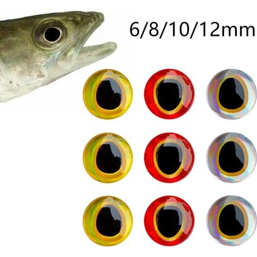 3D Water Drop Gold Rim Simulation Fish Eyes Fishing Lure Eyes For Fly Tying Stickers 6mm, 8mm, 10mm, 12mm