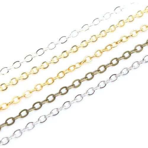 5 Meters/lot 2.4x1.8mm 5 Colors Plated Welded Iron Cable Chains Necklace DIY Jewelry Making Findings Accessories