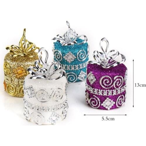 5pcs 13*5.5cm Gold/Blue/Purple/White Christmas Gift Box Pendant For Christmas Party Holiday Tree Venue Hanging Decoration New