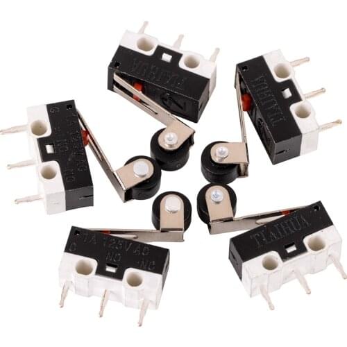 5pcs 1A 125V AC Micro Limit Switch Roller Lever Arm Microswitch SPDT Sub Miniature 12 x 6 x 6mm Mayitr