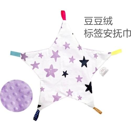 AB Side Newborn Baby Minky Dot Comfort Towel Five Pointed Star Minky Dot Fabric Handkerchief Can Be Eat Kids Accessories