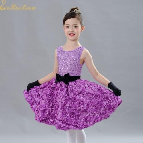Girls Ballet Tutu dance dress Women Ballet dress Child Dancewear Adult Purple Flower Sequins Costume Ballerina Stage Performance