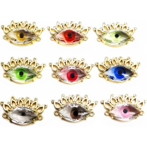 Micro zircon inlaid Magic eye Style hand card accessory Link bracelet Glass colored eyes zircon for Jewelry Making