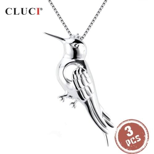 CLUCI 3pcs Silver 925 Cute Bird Charms Pendant Jewelry Gift for Women Real 925 Sterling Silver Bird Pearl Locket SC374SB