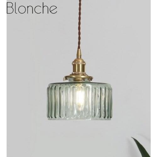 Color Nordic Pendant Light Lamp Glass Decor Led Hanging Light Fixtures Modern Bedroom Living Room Copper Luminaire Suspension