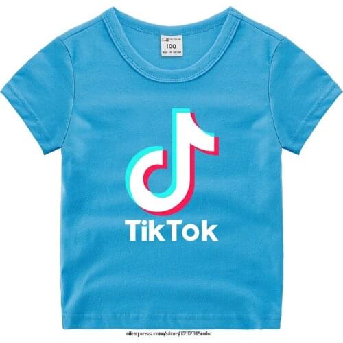 Tik Tok Child Summer Short-sleeved Girls Cute Printed T-shirts Boys Casual Cotton Round Neck Tops Kids Street Harajuku Clothing