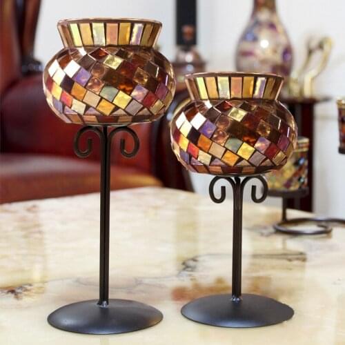 Home Decor Glass Candle Holders Handmade Candle Holder Wedding Decoration Candlestick Living Room Vintage Romance Candlesticks