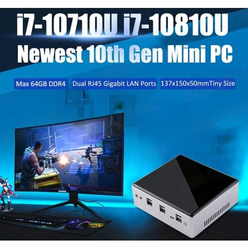 EGLOBAL 10th Fan Micro computer 2 ethernet mini pc V310 I3 I5 I7 DDR4 memory barebone system