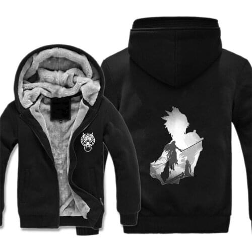 Game Final Fantasy jacket cartoon Cosplay Coat Hoodie Unisex Fleece Thicken Jacket Sweatshirts Clothing Sweatshirt Zipper Coat