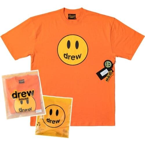 DREW T Shirt Summer 100% Cotton Men O-neck T-shirt Male Womens tshirt Short Sleeve High Quality Tops HOUSE JUSTIN Brand Smiley