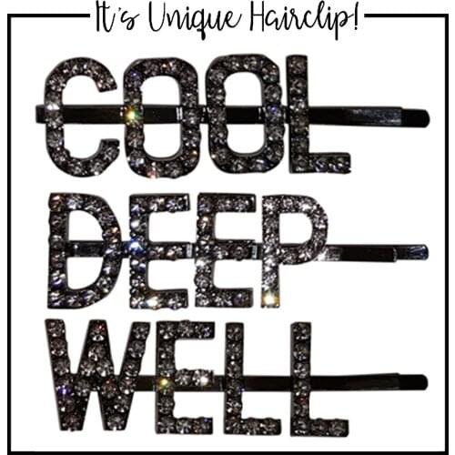 Hot fashion rhinestone letters word crystal hairpin hairgrip custom hairclips hair clip grip pin barrette hair accessories