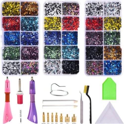 Hot Sale New Set Hot fix Rhinestones EU or US PLUG Hotfix Applicator&7 Tips Crystal Glass Rhinestone Iron-on Wand Strass
