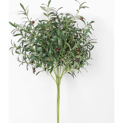 Artificial Olive Tree Branches with olive fruit leaves for home hotel wedding DIY decoration flowers plants wreath leaf