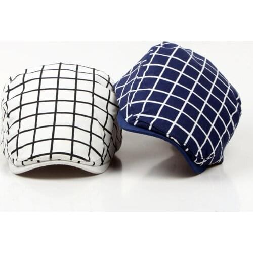 Spring summer artist plaid berets hat gorras planas duckbill boina feminina flat sun hat vintage newsboy hat peaked cap bone men