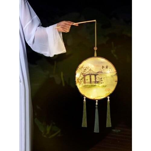 Chinese Traditional Style DIY Handheld Festival Lantern Handmade Retro Bamboo LED Flower Lamp For Home Hotel Hanfu Decoration