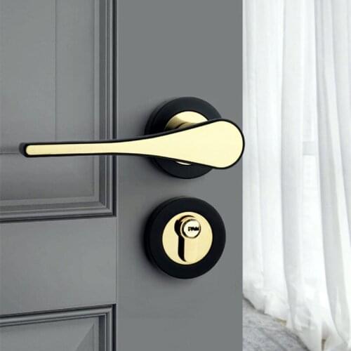 Modern Door Interior Lock Set Indoor Bedroom Door Lock Simple Golden Split Mute Door Locks Home Wooden Door Hardware