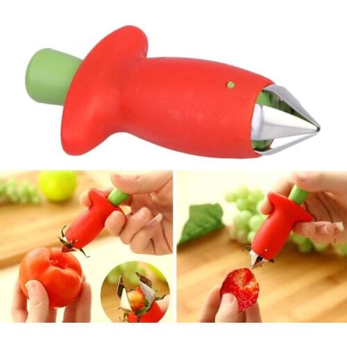 Metal Plastic Fruit Stalks Remover Strawberry Hullers Gadget Tomato Stalks Strawberry Knife Stem Remover Kitchen cooking Tools