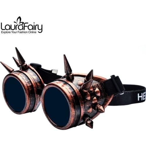 Laura Fairy Fashion Punk Style Sunglasses UV400 Unisex Steampunk Goggles with Cool Rivet 2016