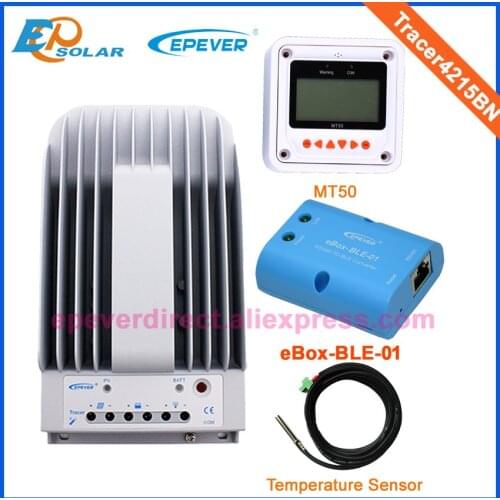 Mppt tracer4215BN 12v 24v auto work solar charger controller bluetooth function temperature sensor and MT50 meter 40A 40amp