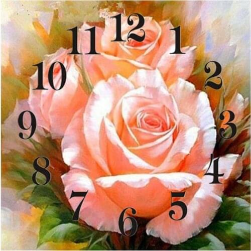 Kezinzu Full Square Round 5D Diamond Painting Kit With Clock Mechanism Cross stitch Diamond Embroidery Mosaic Flower Gift