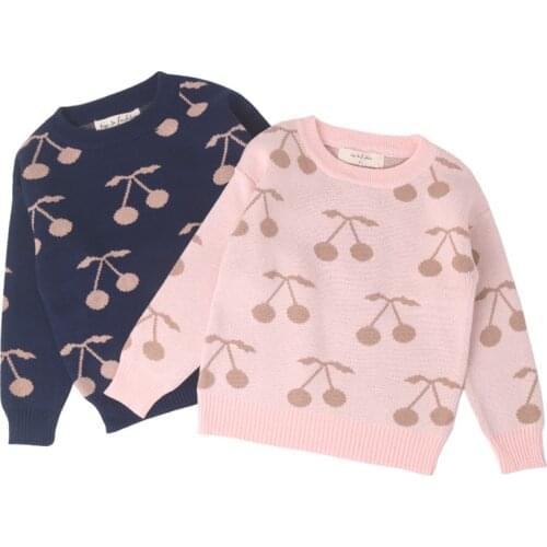 New 2019 Spring Autumn New Design Baby Girls Boys Sweater Cherry Pattern Sweet Children Tops Girls Boys Sweater