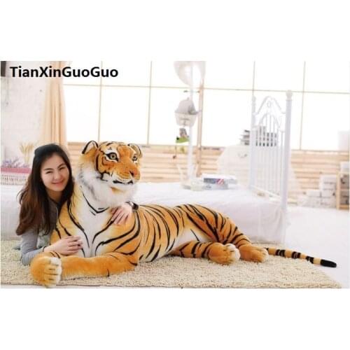 Huge plush real life lying tiger toy simulation yellow tiger doll birthday gift about 170cm xf1670