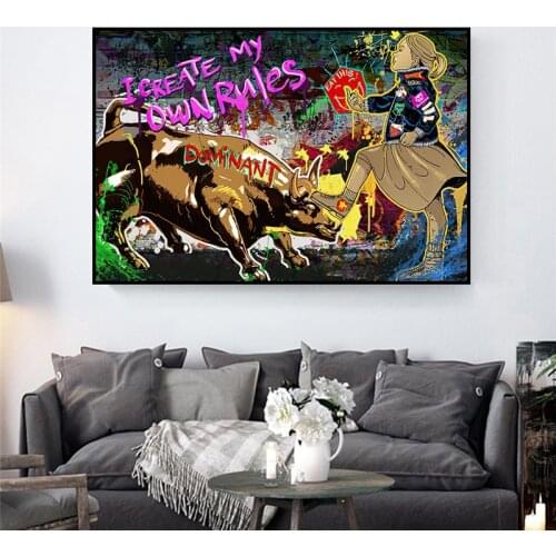 Pop Street Graffiti Art Girl Canvas Painting on The Wall Art Posters Prints Wall Pictures for Living Room Home Cuadros Decor