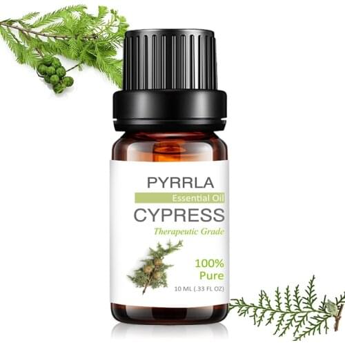Pyrrla 10ml Cypress Pure Essential Oils For Aromatherapy Calmness Relieve Stress Humidifier Diffuser Aromatic Essential Oil