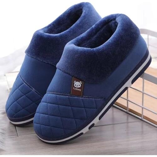 Qmaigie men indoor winter slippers room Slippers 2021 new Warm Soft Sole Male warm Slipper Room slippers boots indoor large size