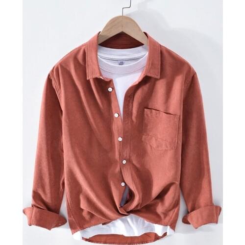 Solid Shirt for Men Long Sleeve Turn-down Collar Button Up Shirt Male Casual Slim Fit Basic Fashion Clothing Trends