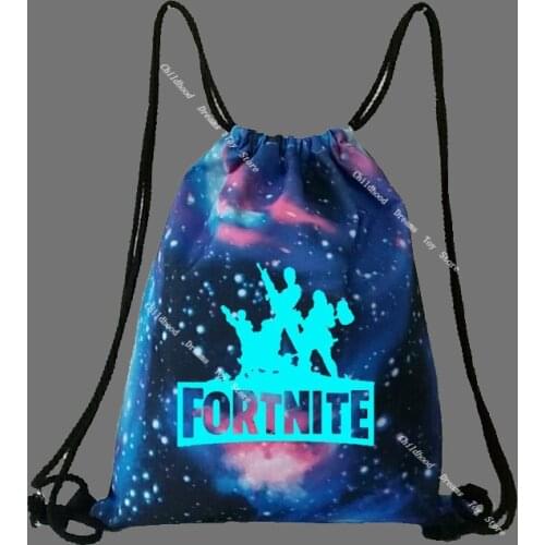 Original Fortnite Bundle Pocket Storage Bag Canvas Drawstring Night Luminous Backpack Sports Outdoor Light Bag Toys for Children