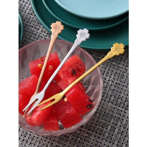 Stainless Steel Fruit Forks Kitchen Tableware Accessories Cutlery Buffet Table Cake Dessert Food Picks Skewers For Canape Snacks