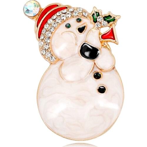CINDY XIANG Lovely Snowman Brooches Creative Cute Cartoon Figure With Rhinestone Hat Brooch Pins Childrens Kids Christmas Gifts