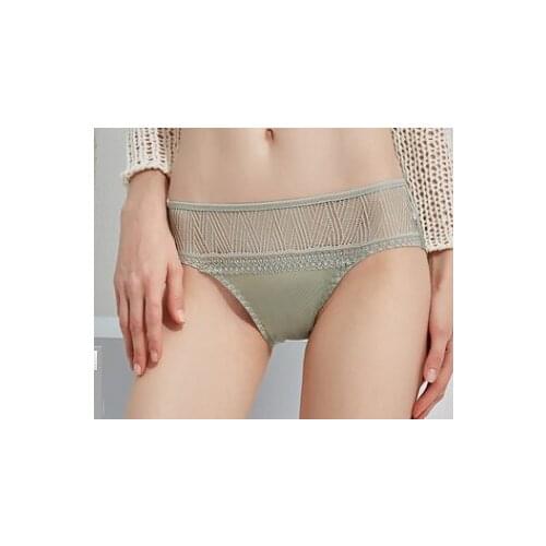 New pure silk underwear for women silkworm silk lace mesh sexy comfortable package buttocks without trace in the waist briefs