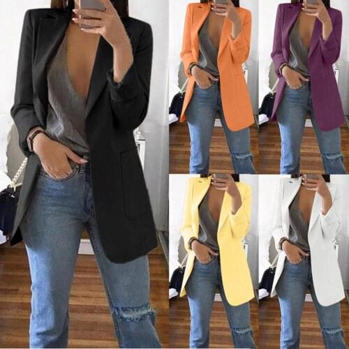 Lady Spring Slim Blazer Solid Color Pocket Coat Long Sleeve Women Jacket Autumn Fashion Blazer Jackets Office Work Coats
