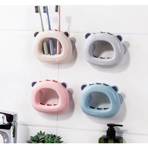 1PCS Cute Cartoon Toothbrush Wall Mount Holder for family Decoration Bathroom Organizer Tools Accessories
