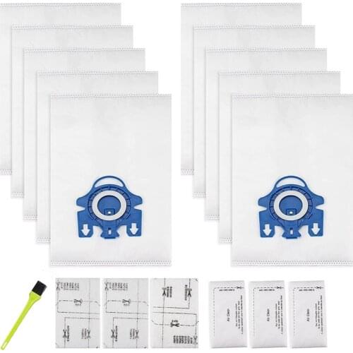10 Packs 3D Airclean Bags Replacement For Miele GN Vacuum Bag With 3 Motor Protection Filters, 3 Airclean Filters