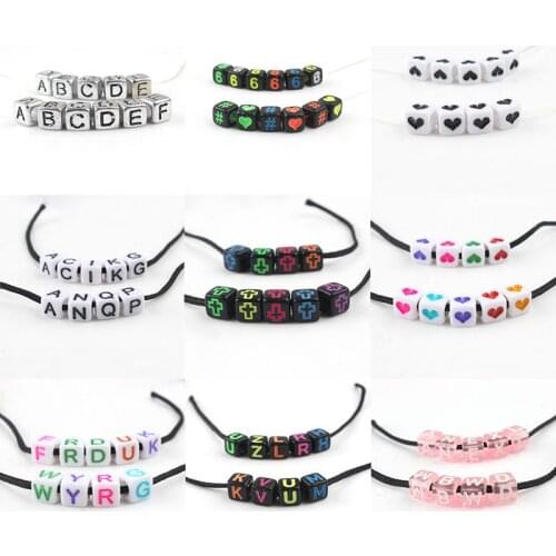 200/500pcs Mixed English Square Letter Beads Heart Cube Alphabet Beads Acrylic Beads for Jewellery Making DIY Bracelet 15