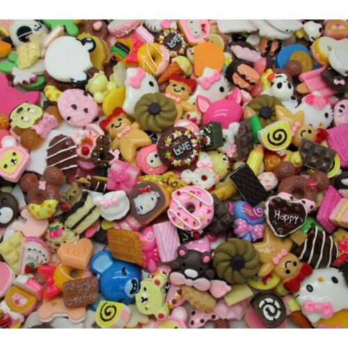 100Pcs Animal Cake Series Mixed Decoration Crafts Beads Frame Flatback Cabochon Scrapbook Kawaii DIY Embellishments Accessories