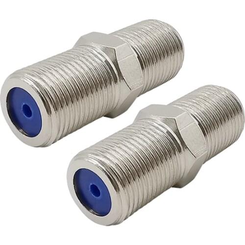2Pcs/lot 3 GHz F81 F-Type Adapter F Female to Female Jack Coupler RG6 Coax Cable Extension Connector Silver-Blue