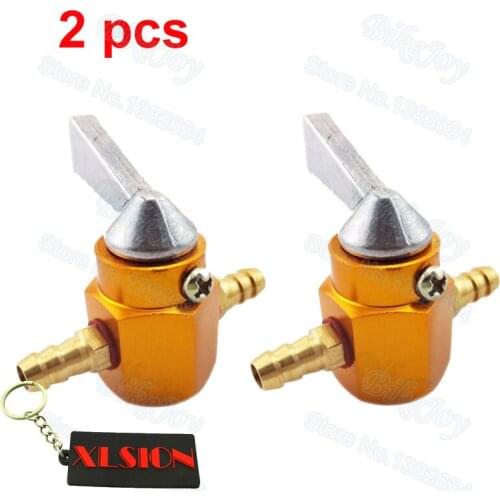 2pcs/pack Gold 1/4" CNC Gas Fuel Tap 6mm Shut Off Inline Petcock Valve For ATV Quad Pit Dirt Bike