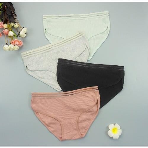 3 Pcs Lot Women Underwear Cotton Panties Lingerie Femme for Lady Briefs Fashion Solid Color Simple Sports Style Underpants